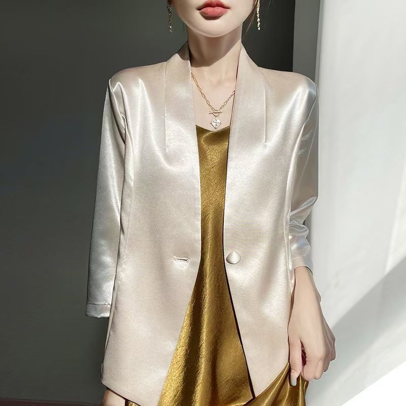 Women'S Fashion Gilded Age - Женская блузка-жакет из атласа с золотистым