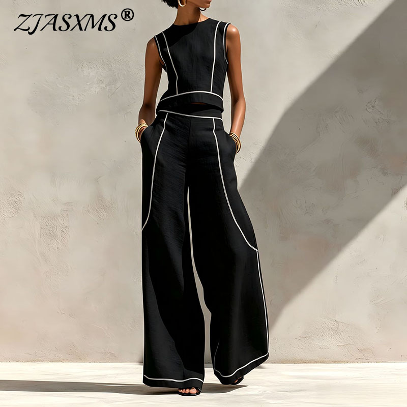 Wide Leg Palazzo Pants - Винтажный комплект из двух предметов с