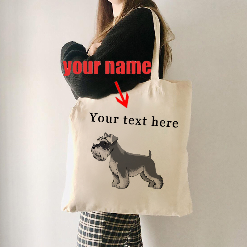 Women Fashion Name Ideas - Холщовая большая сумка «Шнауцер миниатюрного имени