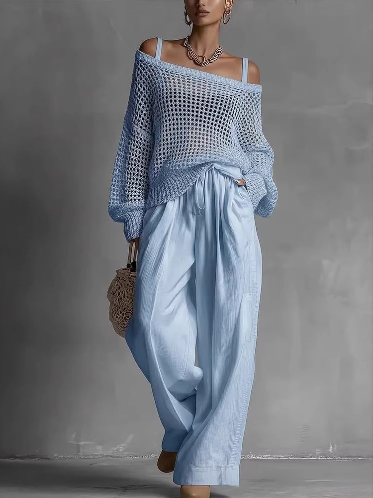 Wide Leg Palazzo Pants - Комплекты повседневных брюк из хлопка для