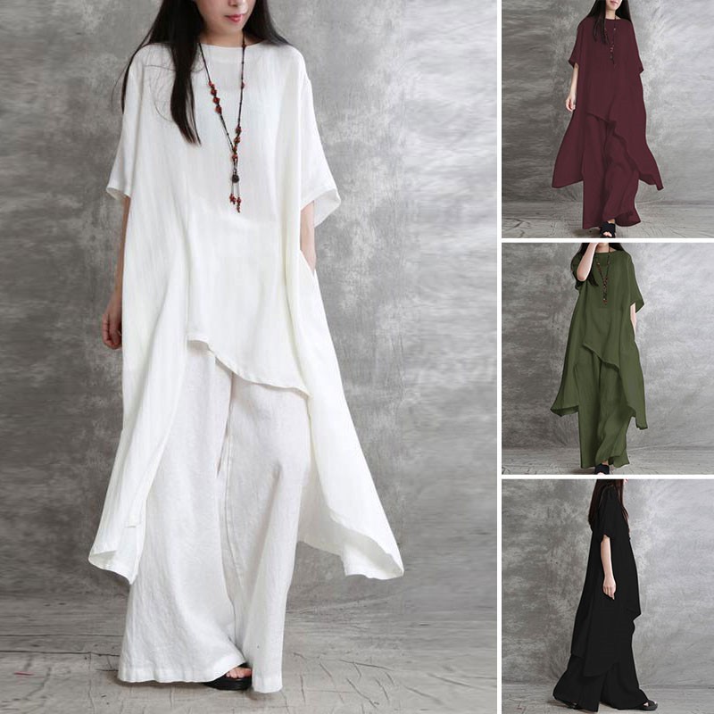Wide Leg Palazzo Pants - Женский комплект из 2 предметов, повседневная
