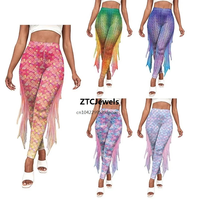 Леггинсы с принтом рыбьей чешу – обзор и цена Women'S Fashion Leggings