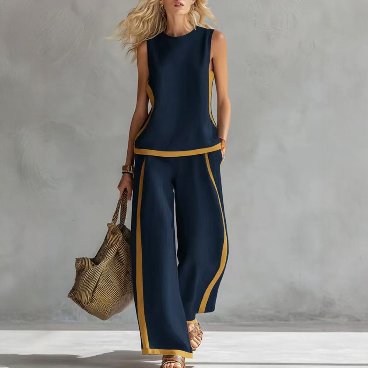 Женский костюм с простым полос – обзор и цена Wide Leg Palazzo Pants