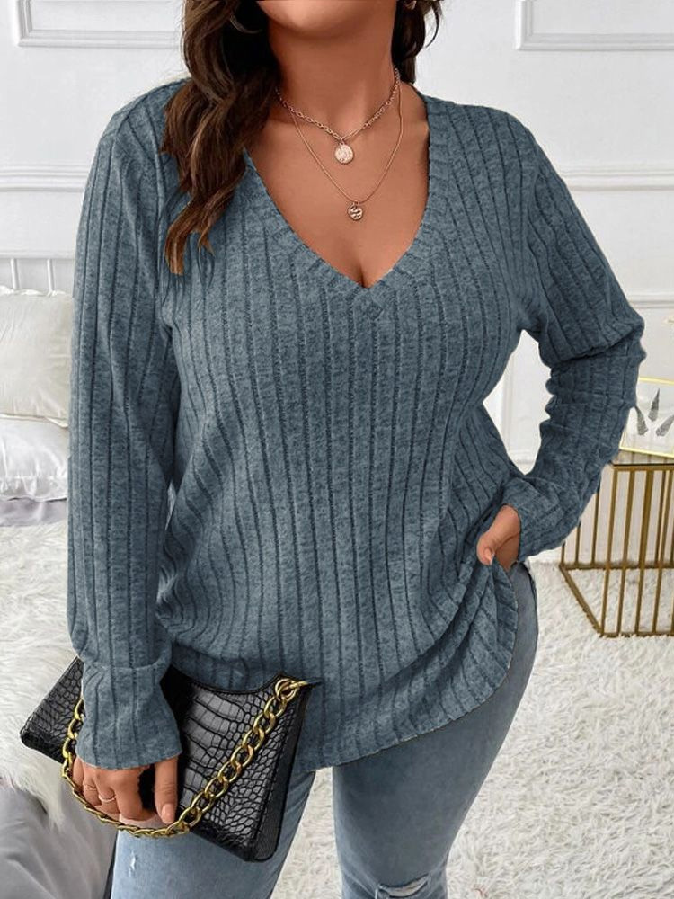 2026 Свитер-пуловер большого р – обзор и цена Ribbed Knit Sweater
