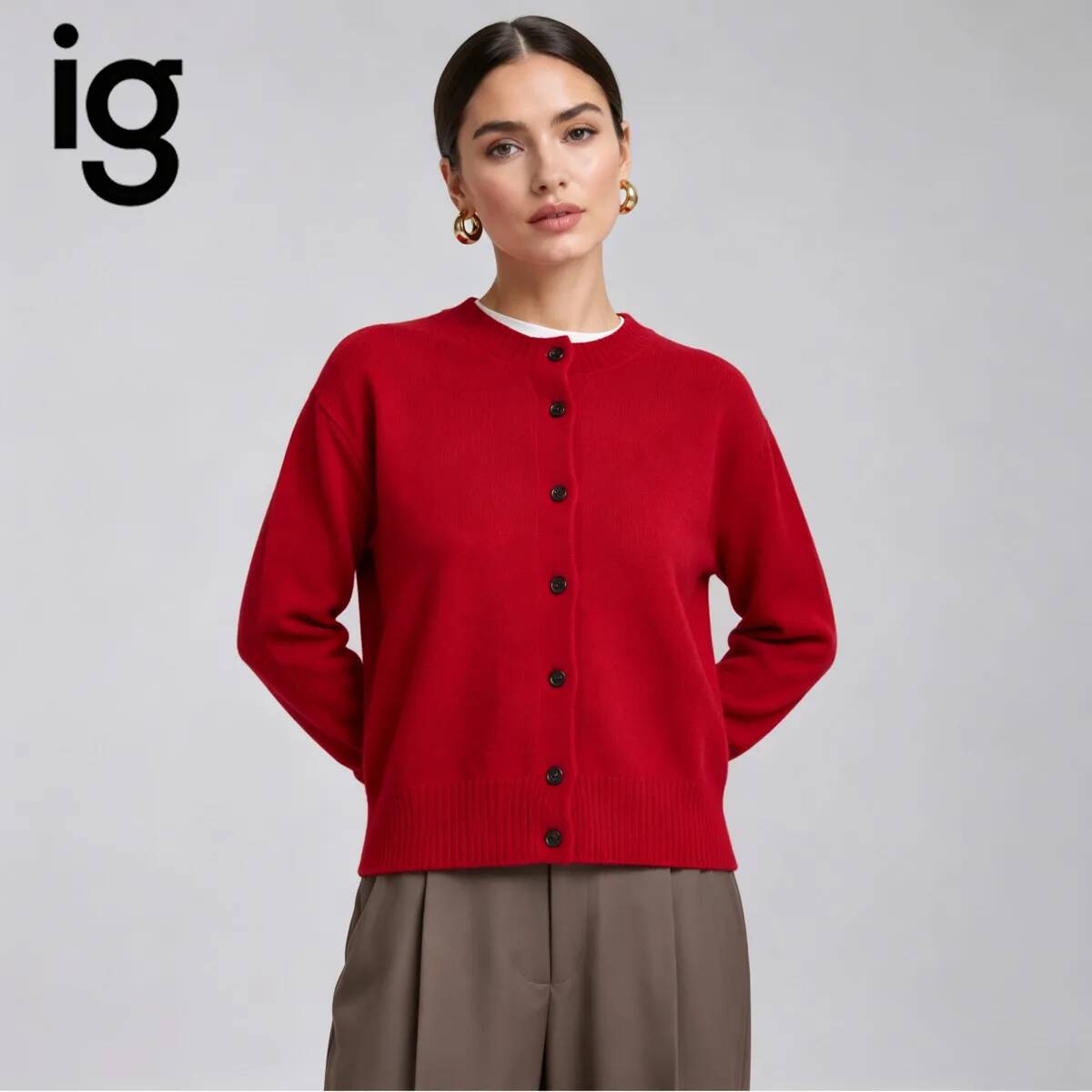 Женский красный вязаный кардиг – обзор и цена Ribbed Knit Sweater