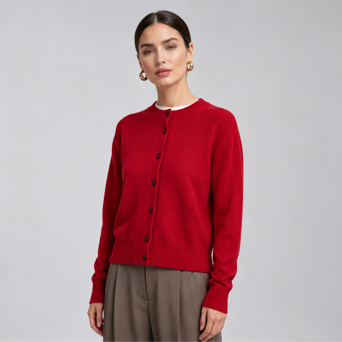 Женский красный вязаный кардиг – обзор и цена Ribbed Knit Sweater