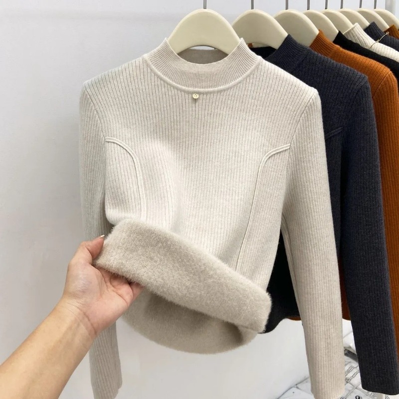 Женский флисовый свитер с воро – обзор и цена Ribbed Knit Sweater