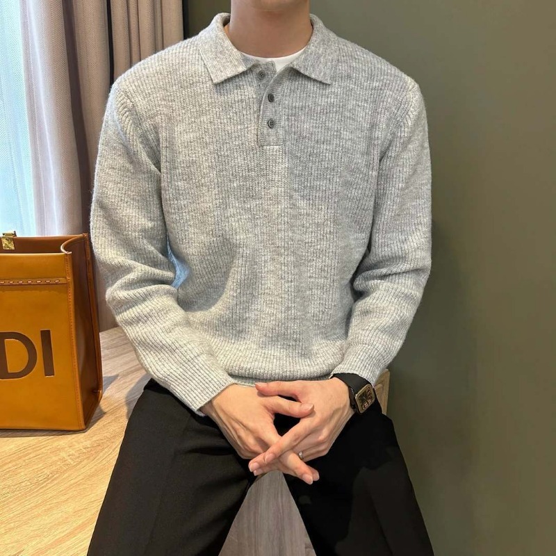 Мужской трикотажный свитер-пол – обзор и цена Ribbed Knit Sweater
